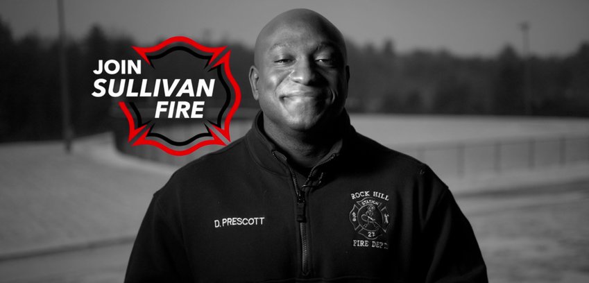Daryl Prescott, a volunteer firefighter with the Rock Hill Fire Department, was featured in the promotion “Join Sullivan Fire” by Firehouse Road.